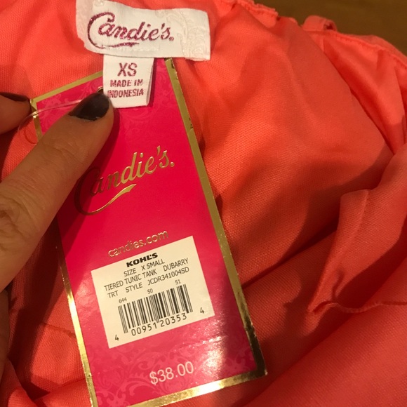 NWT • CANDIE'S CORAL TIERED RUFFLED TANK TOP - Picture 4 of 4
